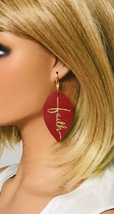 Red "Faith" Leather Earrings - E19-2182