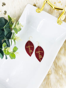 Red "Faith" Leather Earrings - E19-2182