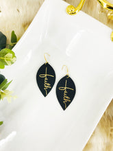Load image into Gallery viewer, Black Leather &quot;Faith&quot; Earrings - E19-2183