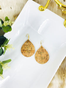 Gold Speckled Cork Leather "Faith" Earrings - E19-2187