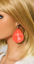 Load image into Gallery viewer, Coral Leather &quot;Faith&quot; Earrings - E19-2192