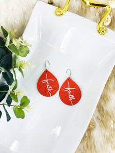 Coral Leather "Faith" Earrings - E19-2192