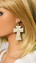 Load image into Gallery viewer, Hair On Metallic Gold Leather Cross Earrings - E19-2195