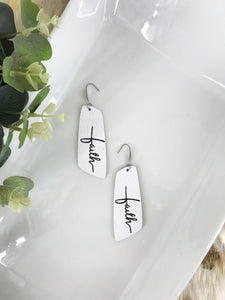 White Leather "Faith" Earrings - E19-2197