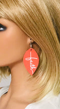 Load image into Gallery viewer, Coral Leather &quot;Faith&quot; Earrings - E19-2198