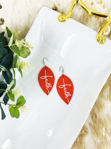 Coral Leather "Faith" Earrings - E19-2198