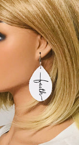 White Leather "Faith" Earrings - E19-2199