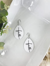 Load image into Gallery viewer, White Leather &quot;Faith&quot; Earrings - E19-2199