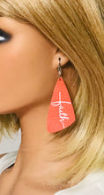 Load image into Gallery viewer, Coral Leather &quot;Faith&quot; Earrings - E19-2201