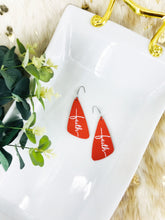 Load image into Gallery viewer, Coral Leather &quot;Faith&quot; Earrings - E19-2201