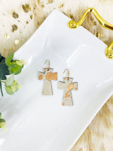 Load image into Gallery viewer, Hair On Metallic Rose Gold Leather Cross Earrings - E19-2204