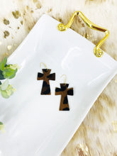 Load image into Gallery viewer, Hair On Leopard Leather Cross Earrings - E19-2207