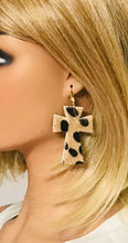 Load image into Gallery viewer, Hair On Leopard Leather Cross Earrings - E19-2208