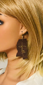 Brown Leather Mississippi "Faith" Earrings - E19-2209