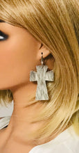 Load image into Gallery viewer, Hair On Cross Leather Earrings - E19-2210