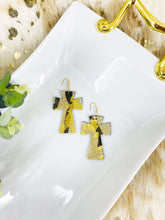 Load image into Gallery viewer, Metallic Gold Hair on Zebra Leather Cross Earrings - E19-2212