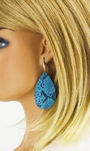 Load image into Gallery viewer, Fringe Blue Snake Skin Leather Earrings - E19-2216