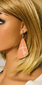 Peach Leather "Faith" Earrings - E19-2218