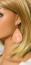 Load image into Gallery viewer, Peach Leather &quot;Faith&quot; Earrings - E19-2220
