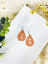 Load image into Gallery viewer, Peach Leather &quot;Faith&quot; Earrings - E19-2220