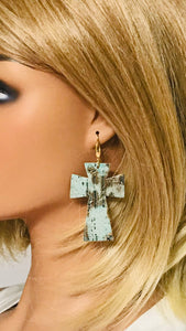 Driftwood Embossed Leather Cross Earrings - E19-2221