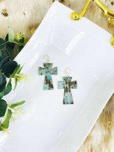 Driftwood Embossed Leather Cross Earrings - E19-2221