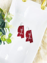 Load image into Gallery viewer, Red Mississippi &quot;Faith&quot; Leather Earrings - E19-2222