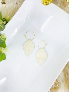 Ivory Genuine Leather Hoop Earrings - E19-2241