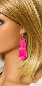 Hot Pink Genuine Leather Earrings - E19-2242