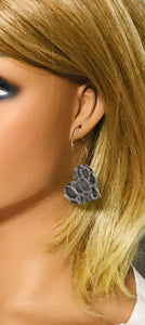 Gray Genuine Leather Hoop Earrings - E19-2243