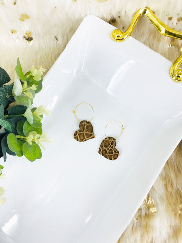 Brown Genuine Leather Hoop Earrings - E19-2244