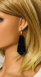 Black Genuine Leather Earrings - E19-2247