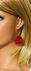 Red Genuine Leather Hoop Earrings - E19-2248