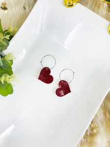 Red Genuine Leather Hoop Earrings - E19-2248