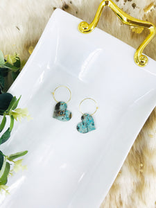 Moonlight Driftwood Embossed Leather Hoop Earrings - E19-2255