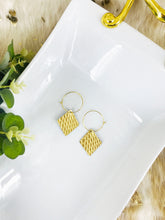 Load image into Gallery viewer, Gold Anaconda Leather Hoop Earrings - E19-2263