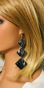 Salt and Pepper Hair On Leather Earrings - E19-2264