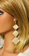 Load image into Gallery viewer, Hair On Metallic Gold Leather Earrings - E19-2268