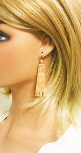 Gold Metallic Accent Cork on Leather Earrings - E19-2331