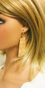 Gold Metallic Accent Cork on Leather Earrings - E19-2333