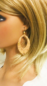 Gold Metallic Accent Cork on Leather Earrings - E19-2334