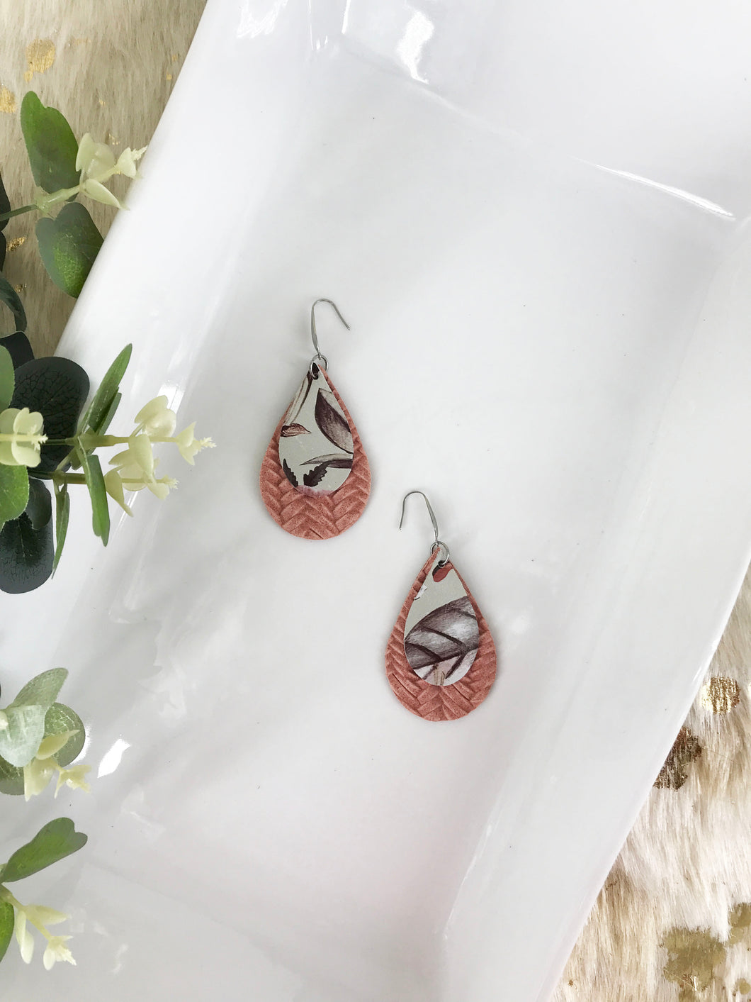 Pink Genuine Leather Earrings - E19-234
