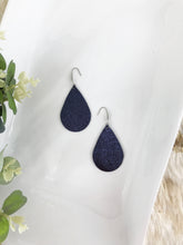 Load image into Gallery viewer, Metallic Navy Leather Earrings - E19-2374