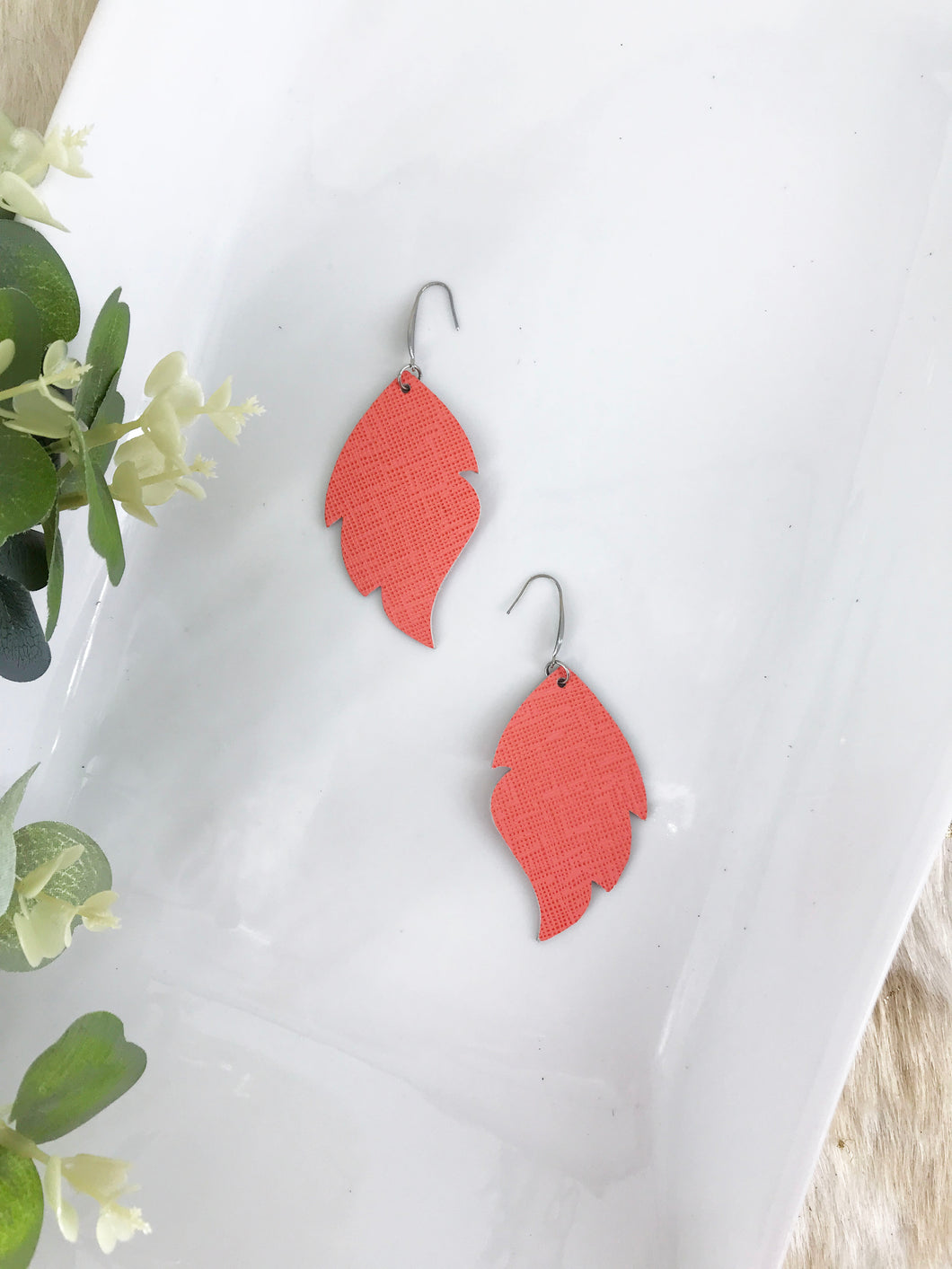 Coral Weave Leather Earrings - E19-2387