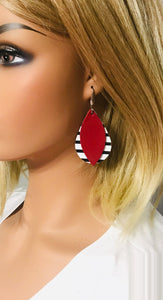 Black and White Striped Leather Layered Earrings - E19-238