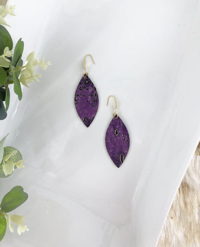 Lavender and Gold Leather Earrings - E19-2390