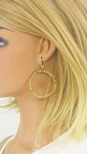Dark Sea Green Glass Bead Hoop Earrings - E19-2404