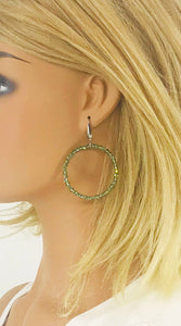 Sea Green Glass Bead Hoop Earrings - E19-2405