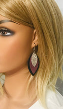 Load image into Gallery viewer, Leather, Cork and Glitter Layered Earrings - E19-240