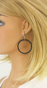 Black Glass Bead Hoop Earrings - E19-2421